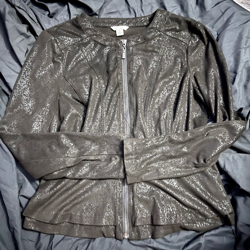 Small Black Suede-Feel Textured Look Jacket